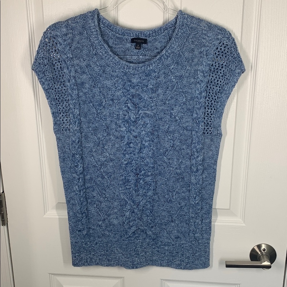 Talbots blue cable knit sweater vest size small